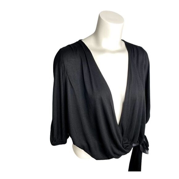 ‎French Connection Black Top Surplice Wrap Dolman S - Picture 1 of 7